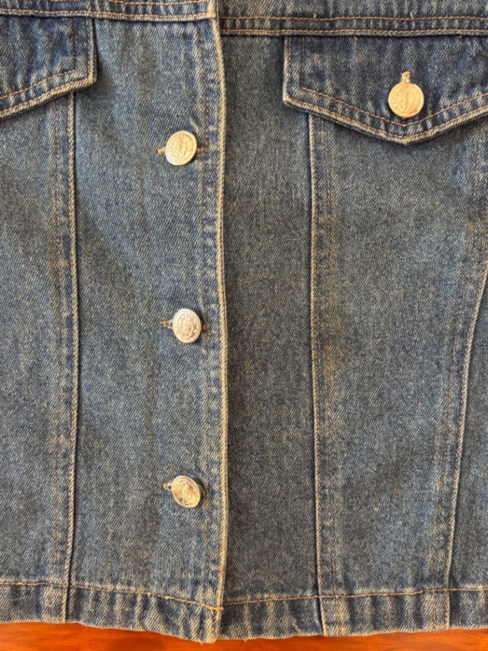 90s Vintage 100% Cotton Denim Vest Embroidered Rose Grunge Twee I.N. Studio S - Picture 4 of 5